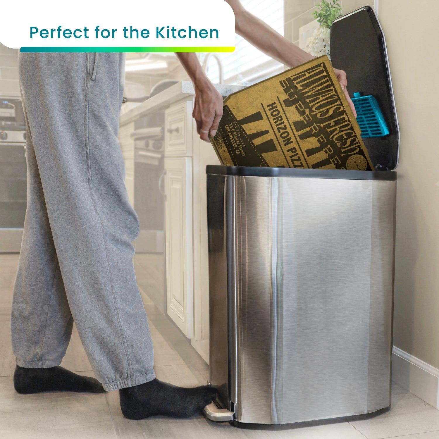13 Gallon Slim Kitchen Trash Can with CLEANAURA, 50 Liters - Home Zone Living